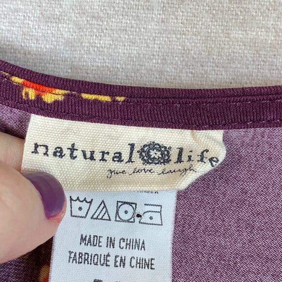 Natural Life Womens Boho Floral Mini T Shirt Dress Size M Tunic Top Short Sleeve - Picture 3 of 8